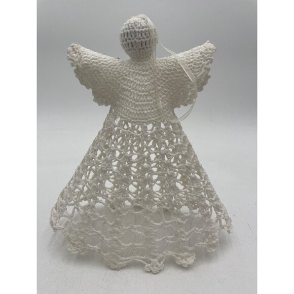 Handcrafted White Crochet Angel Ornament Decoration Christmas Tree Topper - Picture 3 of 6